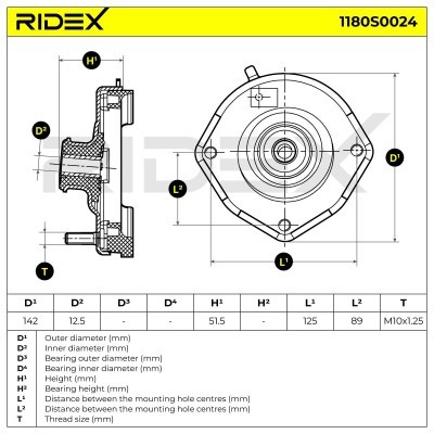 Strut Support Bearing Front RIDEX 1180S0024 1180S0024 - photo 5