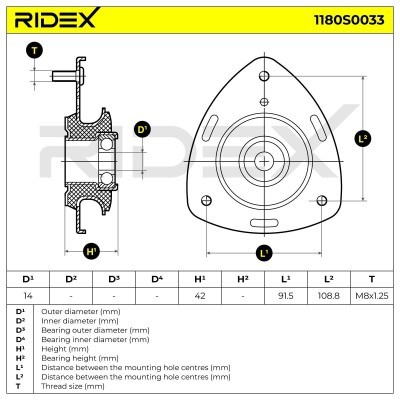 Strut Support Bearing Front RIDEX 1180S0033 1180S0033 - photo 5