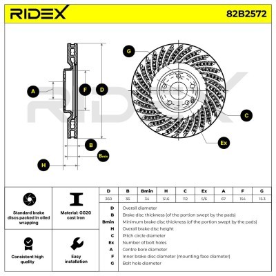 Brake Disc RIDEX 82B2572 82B2572 - photo 5
