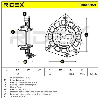Strut Support Bearing Front RIDEX 1180S0159 1180S0159 - photo 4