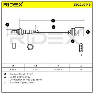 Lambda (Oxygen) Sensor RIDEX 3922L0149 3922L0149 - photo 6