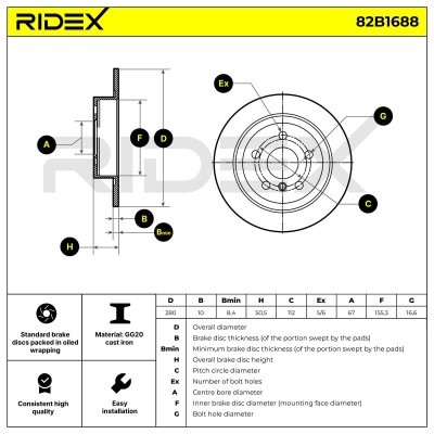 Brake Disc RIDEX 82B1688 82B1688 - photo 10
