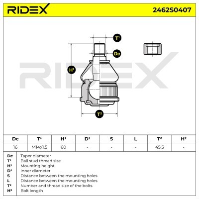 Ball Joint RIDEX 2462S0407 2462S0407 - photo 5