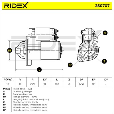 Starter RIDEX 2S0707 2S0707 - photo 7