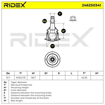 Ball Joint RIDEX 2462S0341 2462S0341 - photo 5