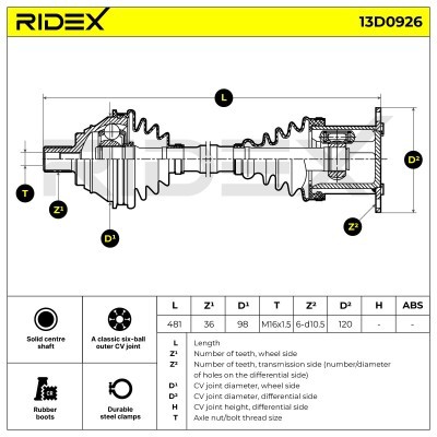 Drive Shaft RIDEX 13D0926 13D0926 - photo 3