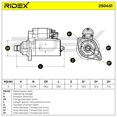 Starter RIDEX 2S0451 2S0451 - photo 5