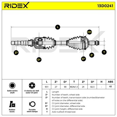 Drive Shaft RIDEX 13D0241 13D0241 - photo 7