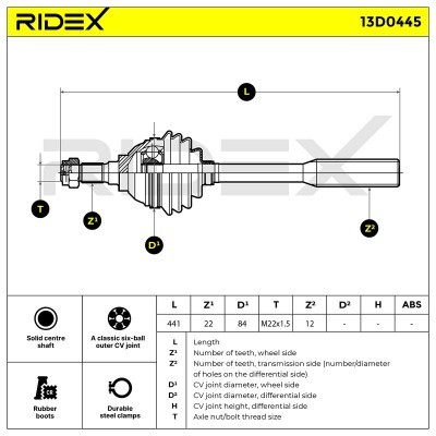 Drive Shaft RIDEX 13D0445 13D0445 - photo 6