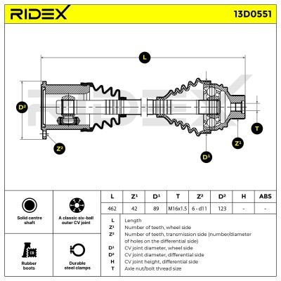 Drive Shaft RIDEX 13D0551 13D0551 - photo 7