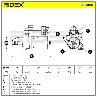 Starter RIDEX 2S0048 2S0048 - photo 6