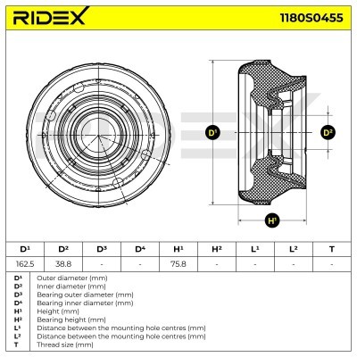 Strut Support Bearing Front RIDEX 1180S0455 1180S0455 - photo 5