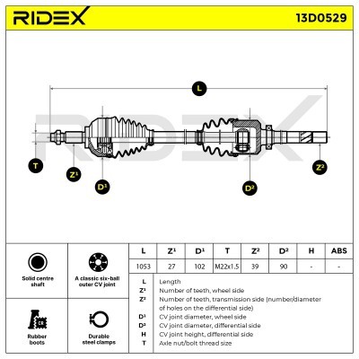 Drive Shaft RIDEX 13D0529 13D0529 - photo 6