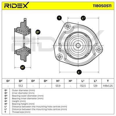 Strut Support Bearing Front RIDEX 1180S0511 1180S0511 - photo 5