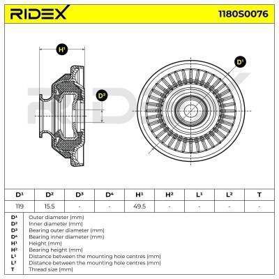 Strut Support Bearing Front RIDEX 1180S0076 1180S0076 - photo 6