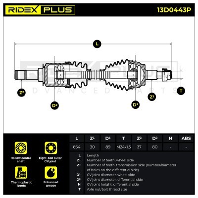 Drive Shaft RIDEX 13D0443P 13D0443P - photo 8