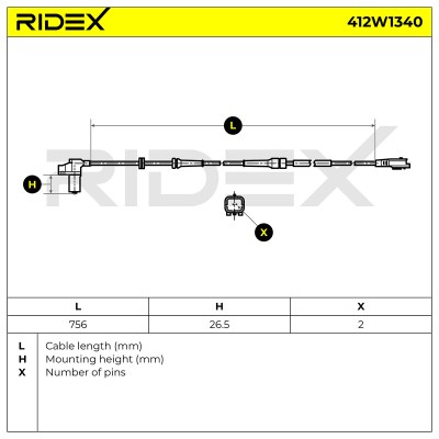 ABS Sensor RIDEX 412W1340 412W1340 - photo 6