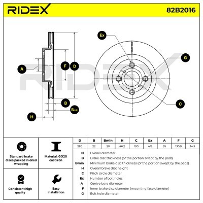 Brake Disc RIDEX 82B2016 82B2016 - photo 5