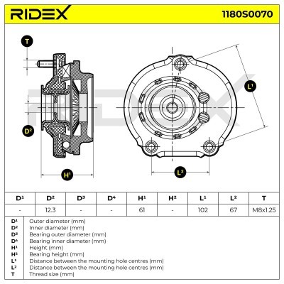 Strut Support Bearing Front RIDEX 1180S0070 1180S0070 - photo 6
