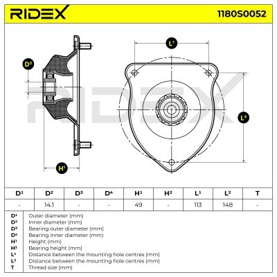 Strut Support Bearing Front RIDEX 1180S0052 1180S0052 - photo 5