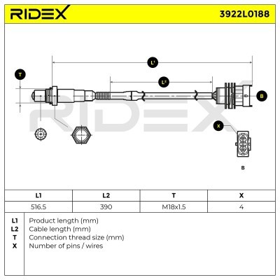 Lambda (Oxygen) Sensor RIDEX 3922L0188 3922L0188 - photo 6