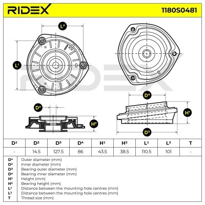 Strut Support Bearing Front RIDEX 1180S0481 1180S0481 - photo 5
