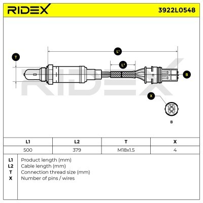 Lambda (Oxygen) Sensor RIDEX 3922L0548 3922L0548 - photo 6