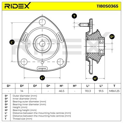 Strut Support Bearing Front RIDEX 1180S0365 1180S0365 - photo 5
