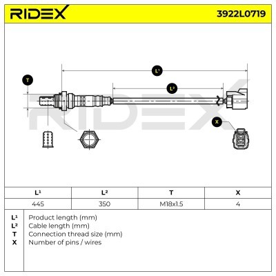 Lambda (Oxygen) Sensor RIDEX 3922L0719 3922L0719 - photo 6