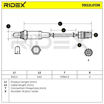 Lambda (Oxygen) Sensor RIDEX 3922L0136 3922L0136 - photo 6