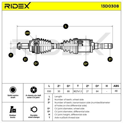 Drive Shaft RIDEX 13D0308 13D0308 - photo 6