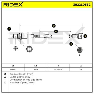 Lambda (Oxygen) Sensor RIDEX 3922L0582 3922L0582 - photo 6
