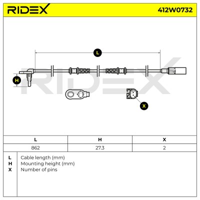 ABS Sensor RIDEX 412W0732 412W0732 - photo 6