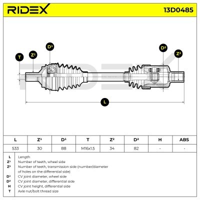 Drive Shaft RIDEX 13D0485 13D0485 - photo 7