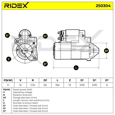 Starter RIDEX 2S0304 2S0304 - photo 6