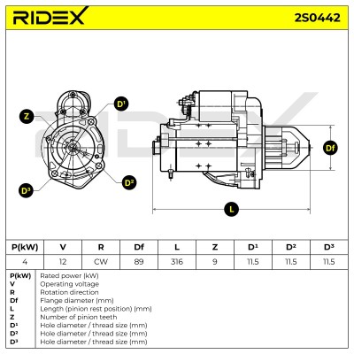 Starter RIDEX 2S0442 2S0442 - photo 6