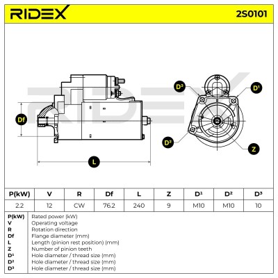 Starter RIDEX 2S0101 2S0101 - photo 6