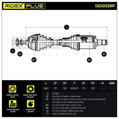 Drive Shaft RIDEX 13D0329P 13D0329P - photo 3