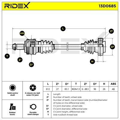 Drive Shaft RIDEX 13D0685 13D0685 - photo 8
