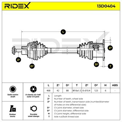 Drive Shaft RIDEX 13D0404 13D0404 - photo 5