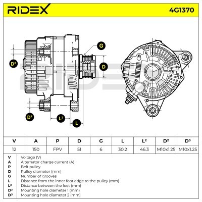 Alternator RIDEX 4G1370 4G1370 - photo 7