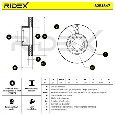 Brake Disc RIDEX 82B1847 82B1847 - photo 6