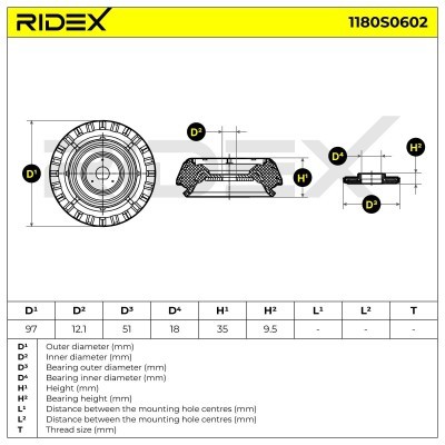 Strut Support Bearing Front RIDEX 1180S0602 1180S0602 - photo 5