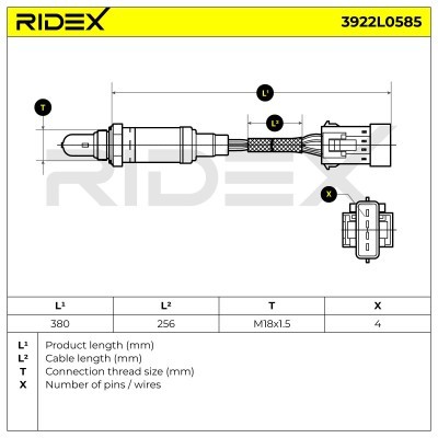 Lambda (Oxygen) Sensor RIDEX 3922L0585 3922L0585 - photo 6