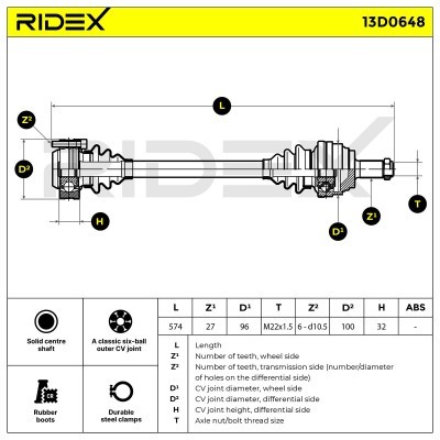 Drive Shaft RIDEX 13D0648 13D0648 - photo 6