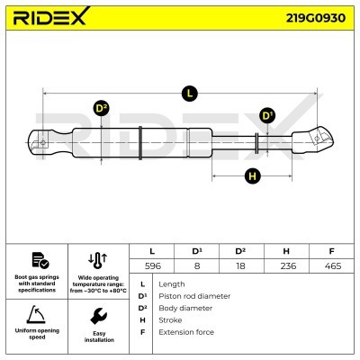 Gas Spring, boot-/cargo area RIDEX 219G0930 219G0930 - photo 7