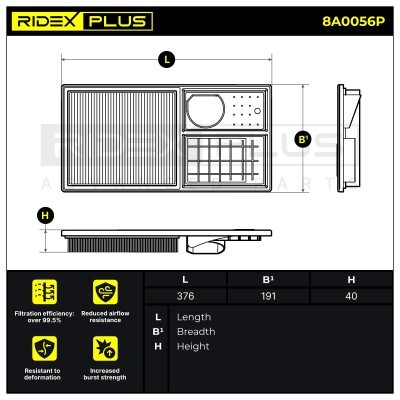 Air Filter RIDEX 8A0056P 8A0056P - photo 7