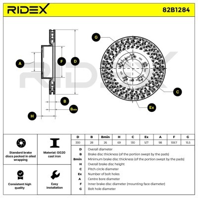 Brake Disc RIDEX 82B1284 82B1284 - photo 5