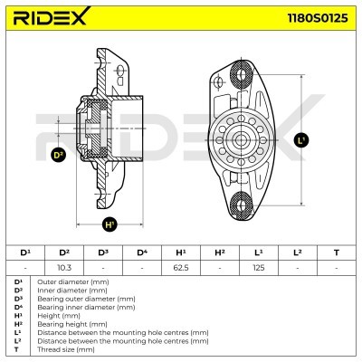 Strut Support Bearing Front RIDEX 1180S0125 1180S0125 - photo 5