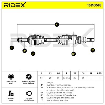 Drive Shaft RIDEX 13D0518 13D0518 - photo 3